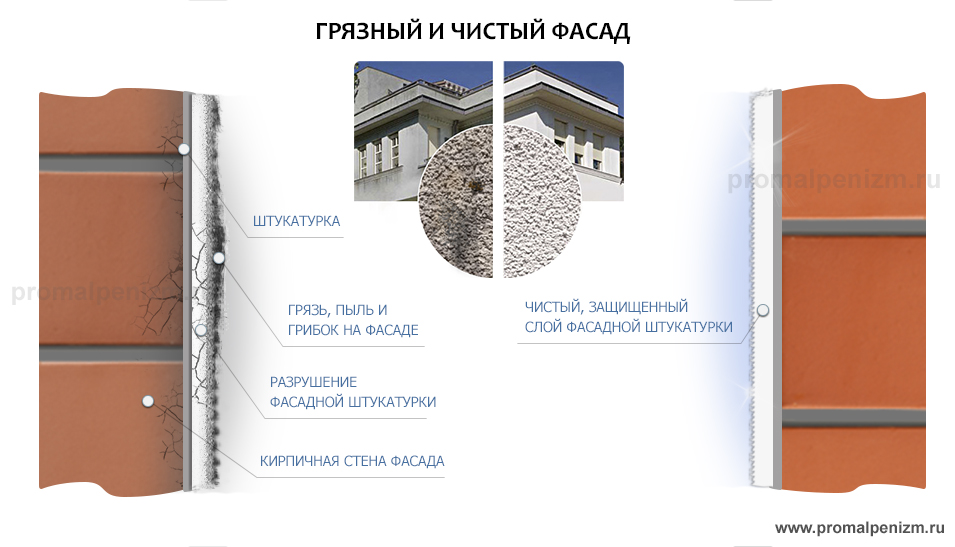 Фасад до и после мытья